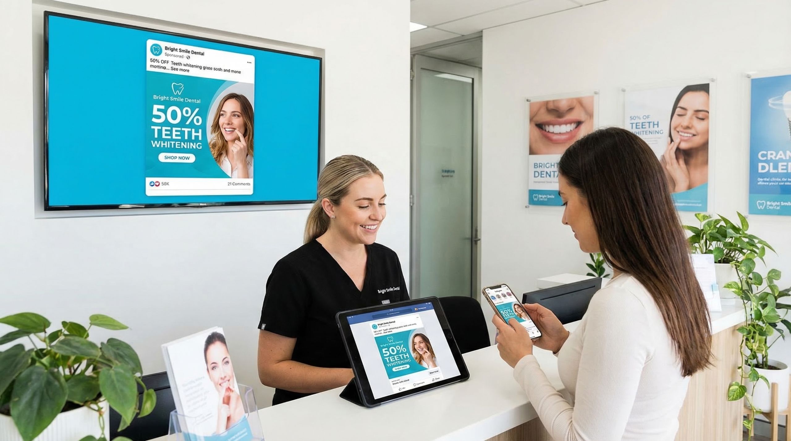 Patient leaving an online review for a dental clinic